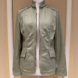White House Black Market Raw Edge Light Green Military Style Jacket Size XS